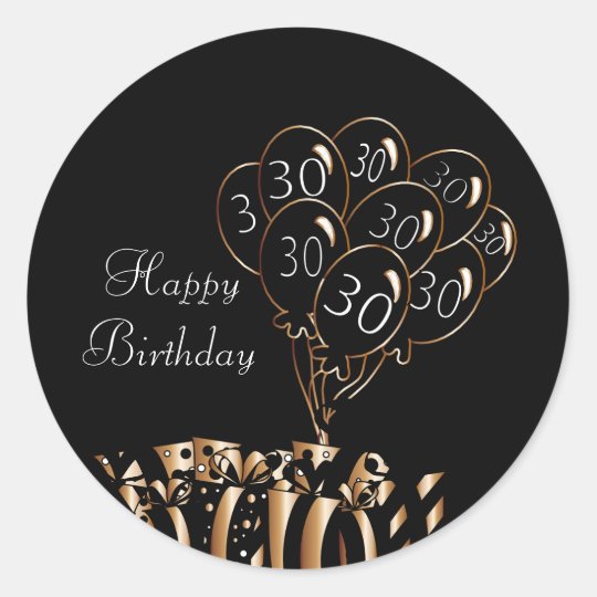 Download Happy 30th Birthday Classic Round Sticker | Zazzle.com