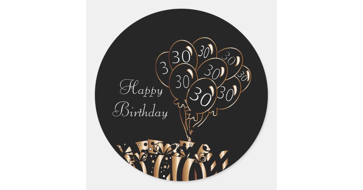 30 Happy Birthday Stickers labels party favors balloon 1.5 envelope seals  round