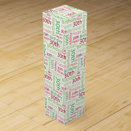 Happy 30th Birthday Colorful Pink and Green Wine Gift Box