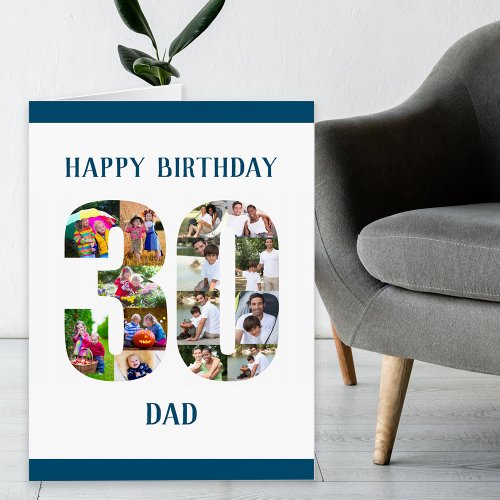 Happy 30th Birthday Dad Big 30 Photo Collage Card