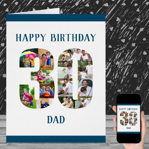 Happy 30th Birthday Dad Number 30 Photo Collage Cards