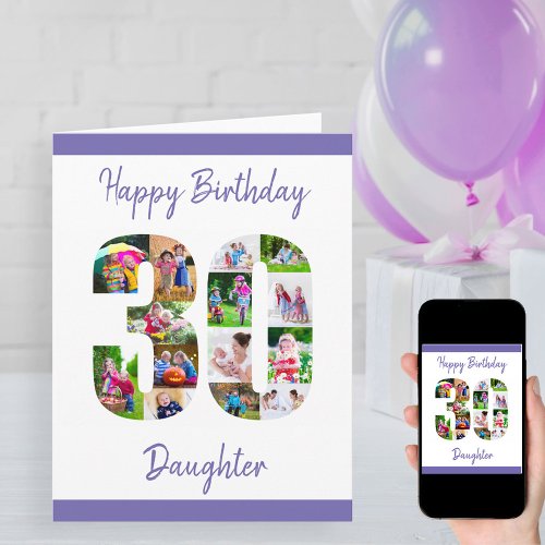 Happy 30th Birthday Daughter No 30 Photo Collage Card