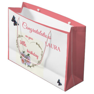 Happy 30th Birthday design Large Gift Bag