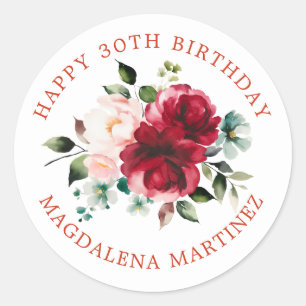 Happy 30th Birthday Floral Custom Envelope Seal