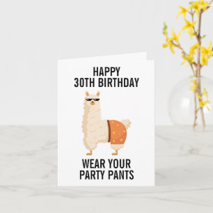 Happy 30th Birthday Funny Llama Minimalist Thirty Card