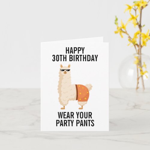 Happy 30th Birthday Funny Llama Minimalist Thirty