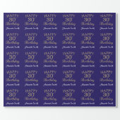 Happy 30th Birthday Gold Glitter and Navy Blue Wrapping Paper (Flat)