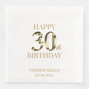 Happy 30th Birthday Golden custom Paper Dinner Napkins