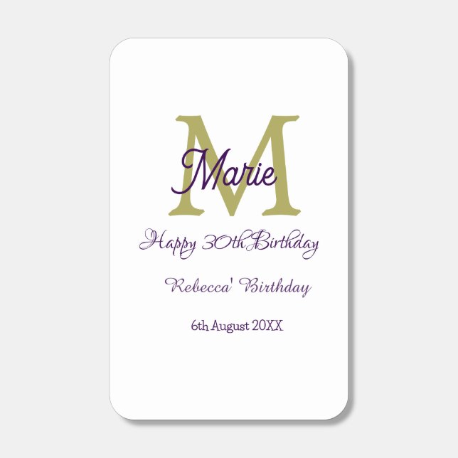 Happy 30th Birthday goldenadd name monogram modern Matchboxes (Front)