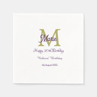 Happy 30th Birthday goldenadd name monogram modern Napkins