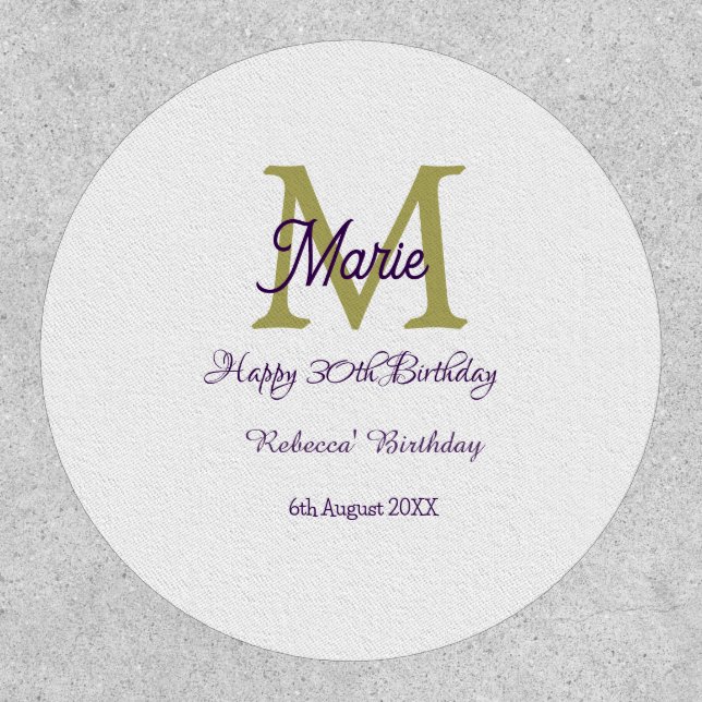 Happy 30th Birthday goldenadd name monogram modern Patch (Front)