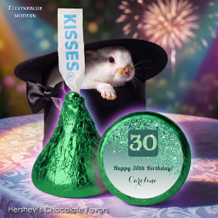 Happy 30th Birthday Green Glitter Sweet Hershey®'s Kisses®