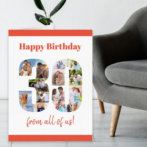 Happy 30th Birthday Milestone Photo Collage Large Card