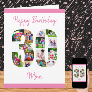 Happy 30th Birthday Mom 30 Number Photo Collage Card
