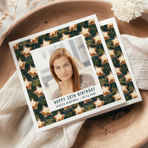 Happy 30th Birthday Photo Glam Star Balloons Napkins