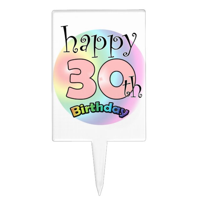 Happy 30th Birthday (pink) Cake Topper (Front)