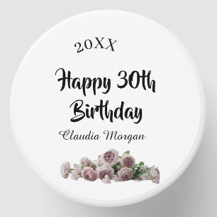 Happy 30th birthday pink white mauve floral name y mini candle favors