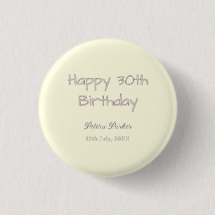 happy 30th birthday pink yellow gray pastel name d button