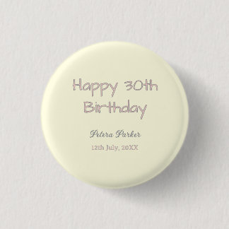 happy 30th birthday pink yellow gray pastel name d button