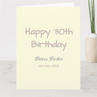 happy 30th birthday pink yellow gray pastel name d card