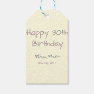 happy 30th birthday pink yellow gray pastel name d gift tags