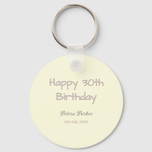 happy 30th birthday pink yellow gray pastel name d keychain