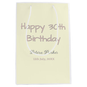 happy 30th birthday pink yellow gray pastel name d medium gift bag