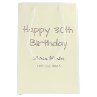 happy 30th birthday pink yellow gray pastel name d medium gift bag