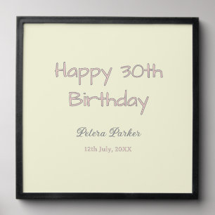 happy 30th birthday pink yellow gray pastel name d peel and stick photo tile