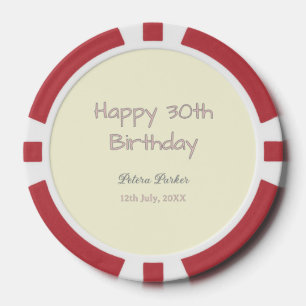 happy 30th birthday pink yellow gray pastel name d poker chips