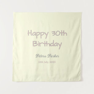 happy 30th birthday pink yellow gray pastel name d tapestry