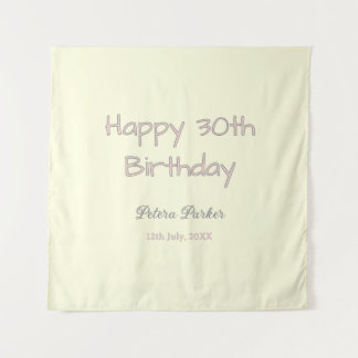 happy 30th birthday pink yellow gray pastel name d tapestry
