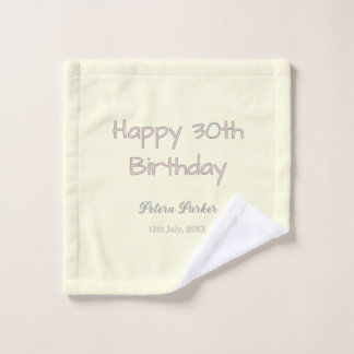 happy 30th birthday pink yellow gray pastel name d wash cloth