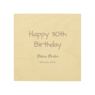 happy 30th birthday pink yellow gray pastel name d wood wall art