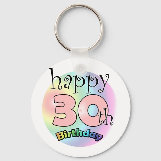 Happy 30th Birthday (roze) Keychain (Front)