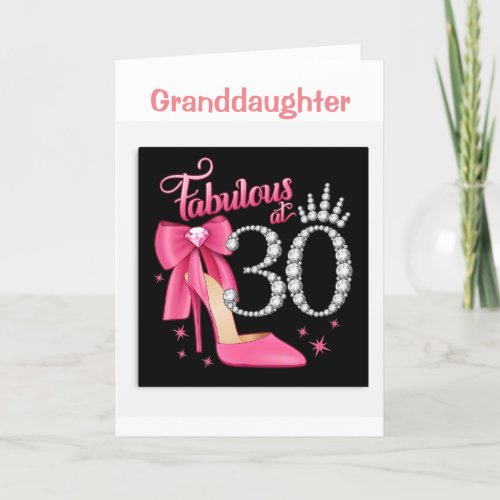 HAPPY 30th BIRTHDAY TO  YOU GRANDDAUGHTER Card