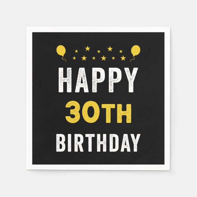 Happy 30th Birthday Tricenarian Celebration Party Napkins (Front)