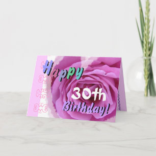 HAPPY 30th  BIRTHDAY  with Pink Rose Heart Card