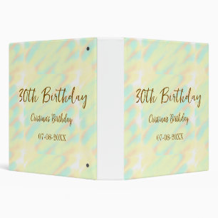 Happy 30th birthday yellow orange watercolor moder 3 ring binder