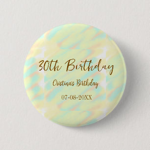 Happy 30th birthday yellow orange watercolor moder button