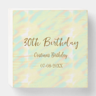 Happy 30th birthday yellow orange watercolor moder wooden box sign