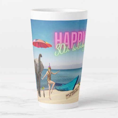 Happy 30th Fun  Funky Birthday  Latte Mug