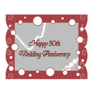 Happy 30th. Pearl Wedding Anniversary Postcard