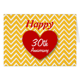 Happy 30th Wedding Anniversary Gold Chevrons B30 Card