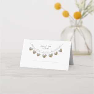 Happy 30th Wedding Anniversary pearl heart bunting Place Card