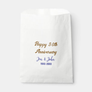 Happy 30th wedding anniversary royal blue golden s favor bag