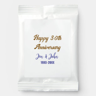 Happy 30th wedding anniversary royal blue golden s hot chocolate drink mix