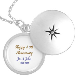 Happy 30th wedding anniversary royal blue golden s locket necklace