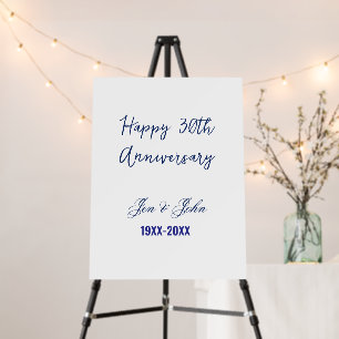 Happy 30th wedding anniversary royal blue trendy m foam board