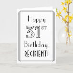 [ Thumbnail: Happy 31st Birthday, Art Deco Style W/ Custom Name Card ]